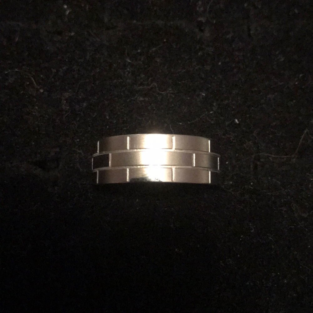 Unisex stacked brick look stainless steel band